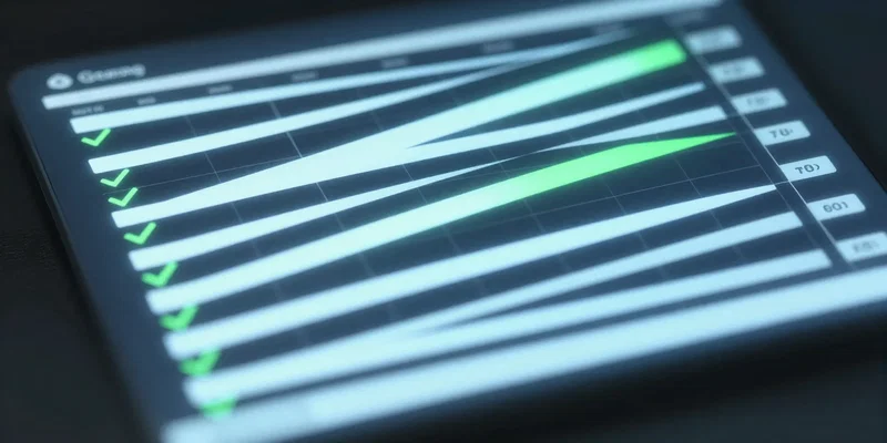 Close up of a futuristic glowing spreadsheet interface floating in mid-air, lines of data automatically filling in rows
