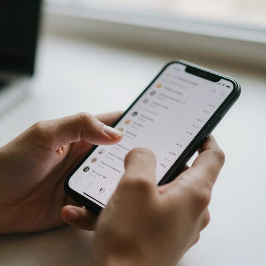Close-up of a hand using a budgeting app on a smartphone screen
