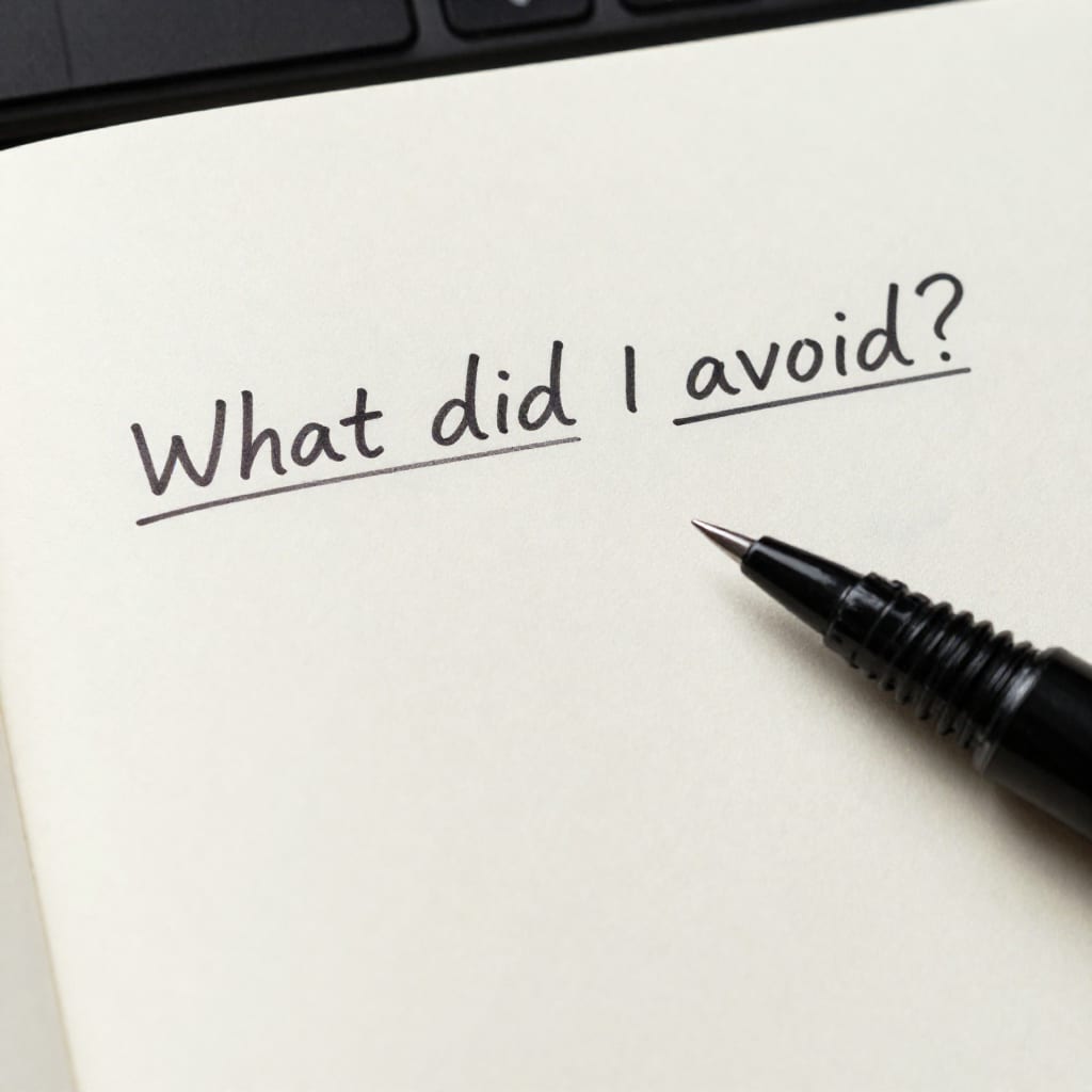 Handwritten journal page with 'What did I avoid?' prompt