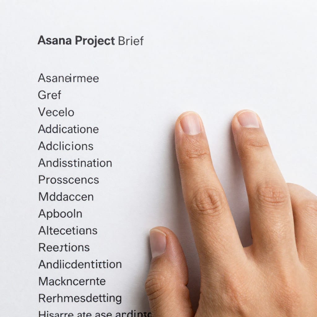 Asana Project Brief field with a written goal and stakeholder names, demonstrating pre-task organization