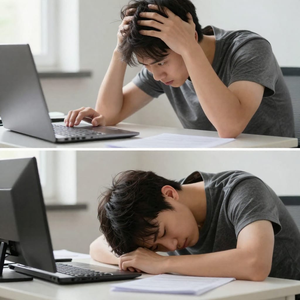 Split comparison of morning peak energy vs afternoon slump at desk